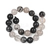 Natural Tourmalinated Quartz/Black Rutilated Quartz Beads Strands G-D361-01A-8-9mm-3