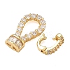 Brass Micro Pave Clear Cubic Zirconia Fold Over Clasps KK-U059-60G-2