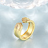 Trendy Real 18K Gold Plated Brass Cubic Zirconia Wide Band Cuff Rings RJEW-BB14632-8G-3
