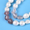 Natural Strawberry Quartz Nuggets & Natural Cultured Freshwater Pearl Beads Strands PEAR-N023-01A-13-4