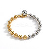 Duo Tone 304 Stainless Steel Ball Charm Round Beaded Bracelets for Women WGBF083-01-6