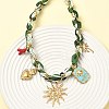 Sun Heart Flower 304 Stainless Steel Pendant Necklaces NJEW-D344-01G-2