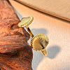 Shell Shape 304 Stainless Steel Cuff Bangles for Women BJEW-S171-01B-G-1