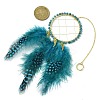 Natural Apatite Woven Net/Web with Feather Wall Hanging Decoration HJEW-JM01222-02-2