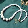 ABS Imitation Pearl Round Graduated Beaded Necklaces for Women NJEW-B125-01G-1