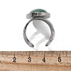Oval Natural Green Aventurine Finger Rings RJEW-M062-02P-17-3