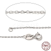 Trendy Unisex Rhodium Plated Sterling Silver Cable Chains Necklaces X-STER-M034-B-07-1