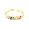 Cubic Zircona Triangle Open Cuff Ring RJEW-H103-08G-2