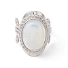 Gemstone Oval Adjustable Ring RJEW-P041-01P-3
