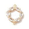 Brass Pave Clear Cubic Zirconia Horse Eye Ring Links Connector Charms X-KK-M294-02G-1