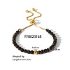 Adjustable Natural Round Black Agate Beads Slider Bracelets LF2079-1-2