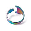 Ion Plating(IP) 304 Stainless Steel Moon & Star Open Cuff Ring for Women RJEW-C045-19M-3