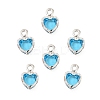Heart Brass Glass Charms KK-S385-01S-08-1