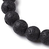 Round Natural Lava Rock Beaded Stretch Bracelets BJEW-JB10276-03-3