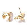Golden Brass Micro Pave Cubic Zirconia Stud Earring Findings KK-P253-04B-G-2