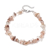 Natural Black Gold Rutilated Quartz Chip Beaded Anklets for Women AJEW-AN00695-3