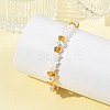 Natural Freshwater Shell Star & Shell Pearl & Natural Amber Chip Beaded Bracelets BJEW-JB14321-2