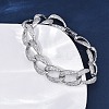 Brass Micro Pave Clear Cubic Zirconia Curb Chain Bracelets for Women BJEW-A034-04B-P-2