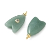 Brass & Natural Green Aventurine & Cubic Zirconia Pendants GG-CBAD360-20G-08-2