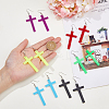 6 Pairs 6 Colors Acrylic Cross Dangle Earrings with Platinum Iron Pins for Woman EJEW-FI0003-25-3