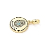 Brass Black Enamel Flat Round with Honduras European Dangle Charms KK-B141-47G-2