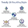 20Pcs 5 Styles 201 Stainless Steel Pendants STAS-YW0002-68-2