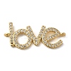 Rack Plating Brass Micro Pave Clear Cubic Zirconia Connector Charms KK-K377-24G-1