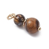 3Pcs 3 Styles Synthetic Citrine & Natural Topaz Jade & Yellow Jade Round Beaded Pendants PALLOY-JF04701-03-5