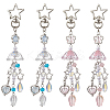 4Pcs 2 Colors Jellyfish Glass Pendant Decorations HJEW-SP0001-17-1