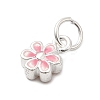 925 Sterling Silver Enamel Pink Flower Charms STER-A048-08S-3