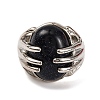 Oval Synthetic Blue Goldstone Finger Ring G-Q184-06H-P-2