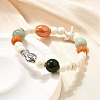 Porcelain Beads & Synthetic Howlite Beads Stretch Bracelets for Women BJEW-D307-02B-5