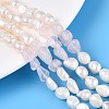 Natural Rose Quartz Nuggets & Natural Cultured Freshwater Pearl Beads Strands PEAR-N023-01A-16-1