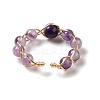 Adjustable Natural Amethyst with Brass Rings G-B075-01G-04-3