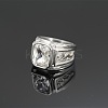 Rectangle 304 Stainless Steel with Cubic Zirconia Finger Rings for Men FS-WG909F6-28-1