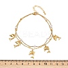 304 Stainless Steel with Acrylic Bead Double Layer Dolphin Charm Anklets for Women AJEW-G069-01G-4