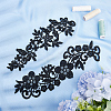 4 Pairs 2 Style Polyester & Nylon Embroidery Flower Lace Appliques DIY-GF0009-11-4