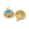 Flat Round with Dragonfly Brass Pendants Micro Pave Cubic Zirconia with Synthetic Opal KK-K356-06G-2