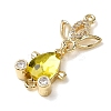 Brass Micro Pave Clear Cubic Zirconia Fish Links Connector Charms KK-K375-26G-19-2
