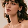 4 Pairs 4 Style Wood Hollow Leaf Dangle Earrings EJEW-FI0001-95-6