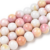 Ombre Effect Dyed Crackle Glass Round Beads Strands GLAA-T031-10mm-01Q-1