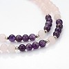 Personalized Dual-use Round Gemstone Beads 4-Layer Stretch Wrap Bracelets/Necklaces BJEW-JB01906-01-9