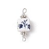 Handmade Flower Printed Porcelain Cube Links PALLOY-JF03965-02-3