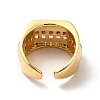 Cubic Zirconia Multi Line Open Cuff Ring RJEW-C041-10G-4