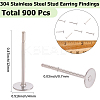 900Pcs 304 Stainless Steel Stud Earring Findings STAS-SC0010-28-2