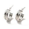 Brass C-shape Stud Earrings EJEW-A070-17P-1