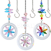 3Pcs 3 Colors 304 Stainless Steel Chain & Glass Pendant Decoration HJEW-SP0001-10-1