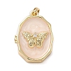 Oval with Butterfly Brass Enamel Locket Pendants KK-P334-18G-02-1