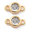 Brass Clear Cubic Zirconia Connector Charms KK-G516-12G-1