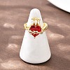Brass Micro Pave Cubic Zirconia Cuff Rings for Women RJEW-A088-06G-3